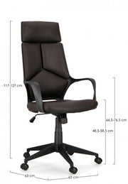 Office armchair in Damon fabric with high black back