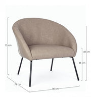 Taupe velvet armchair in design style