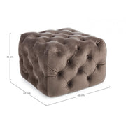 Pouf in dove gray velvet EVAN S 62x62x h46 cm