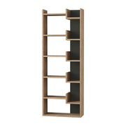 Rustic Oak and Anthracite 5-Level Bookcase, 11 Shelves, 22cm D x 69cm W x 162.5cm H