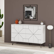 White Dune 4-Door Sideboard - L 123 x W 35 x H 77.4 cm
