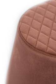 Antique pink metal velvet pouf cm 46.5 x 46.5 x h 33