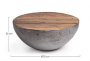 Design style gray coffee table in recycled wood Ø70 - 32 cm
