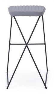 Bar stool in steel and velvet Gray KINSLEY 40x46 h76 cm