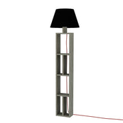 Wooden Floor Lamp with Bookshelf and Black Lampshade 45x45x163.5 cm