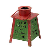 Green red metal lantern christmas square cm10,5x10,5h16