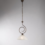 Gold Brown iron chandelier one light White glass lampshade 32x h53 cm