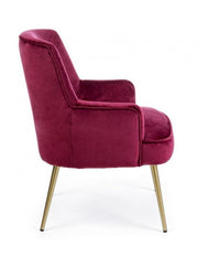 Clelia modern burgundy velvet armchair
