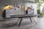 Tavolo allungabile grigio vintage-nero opaco 90 cm x 160-240  cm cm H. 76 cm