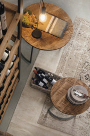 Narvik set of 3 steel and wood coffee tables