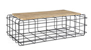 Trellis rectangular wooden metal coffee table