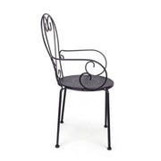 Garden chair with armrests in anthracite steel ETIENNE 49x49x h89 cm