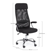 Office armchair with steel armrests in black Clarissa fabric