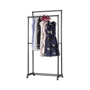 Double black hanger with portable wheels cm 78.5 x 41 x 165 h