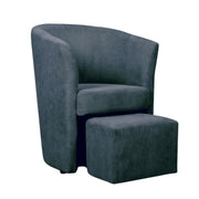 Fabric armchair with removable pouf DJERBA Dark Gray 63,5x 62,5x h76 cm