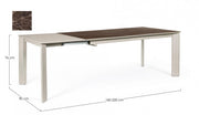Briva extendable table in glossy brown - dove gray