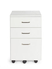 Office chest of drawers in MDF with three drawers White Ash NADIR 40x44x h65 cm
