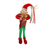 Red green elf fabric puppet cm15x12h40