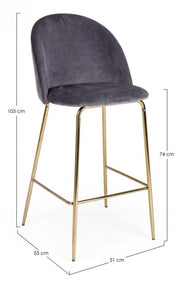 Contemporary design Bar Carry dark gray velvet stool
