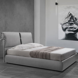 Double storage bed in Fiocco gray fabric