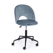 Light blue office chair in velvet and steel structure