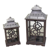 Rectangular light gray metal wood lantern 1-2 cm31,5x26h63,5