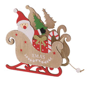 Wooden sled with Santa Claus natural cm22x10h23
