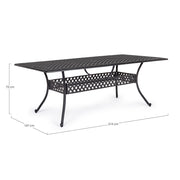 Ivrea rectangular anthracite outdoor table 107 x 213 cm Iperbriko