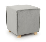 ADELINE Light Gray vintage velvet pouf 40x40x h44 cm