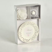 Milk & honey moon pink candle w/saucer cm26x17h4,5 - 8 hours