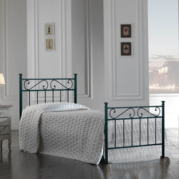Single iron bed with footboard Black TEVERE 92x208x h117 cm
