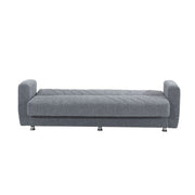 3 seater sofa bed in gray fabric with container 214x80xH.83 cm