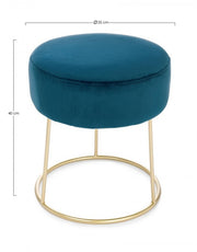 CLARISSA blue velvet pouf diameter 35x h40 cm