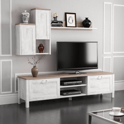 Sento TV stand white vintage oak