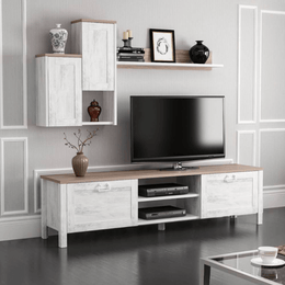 Sento TV stand white vintage oak