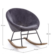 Annika rocking armchair with dark gray velvet effect