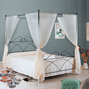 Iron double bed with canopy SABRINA Black 166x208x h210 cm