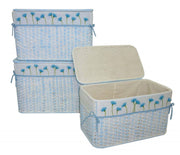 Light blue rattan trunk with lining