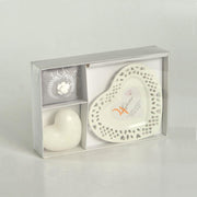 Candle w/heart saucer Jupiter hellebores flowers cm26x17h4,5 - 15 hours