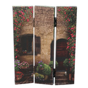 Floral 3-Panel Stepped Print Room Divider - 120.6x2.5xH180.6x2.5