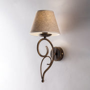 Vienna wall light in iron Brown Gold one light fabric lampshade 19x h38 cm