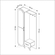 Walnut entrance with mirror door and Kerry drawer 80x35xh.180 cm