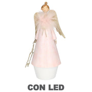 Pink metal angel with led and star cmø10h24