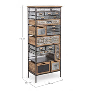 Steel chest of drawers nineteen drawers Anthracite OFFICINA 59x33,5x h146 cm