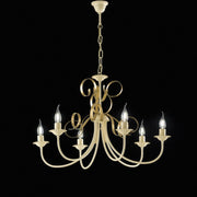 Chandelier in ivory gold decape iron six lights 73x h50 cm