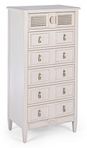 Narrow chest of drawers in wood with six drawers Bianca EUNICE 56x36x h119 cm