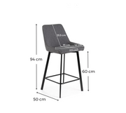 Set of 2 Fabric Stools 50cm x 44cm x 94cm