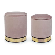 Set of 2 poufs with container Milena antique pink velvet