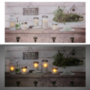 8-seater wooden hanger with led lantern cm60x30x1,8