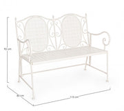 Two-seater folding bench in white steel EMILY 115x60x h92 cm